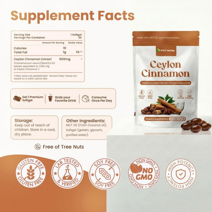 Ceylon Cinnamon 7200mg Equivalent with MCT Oil